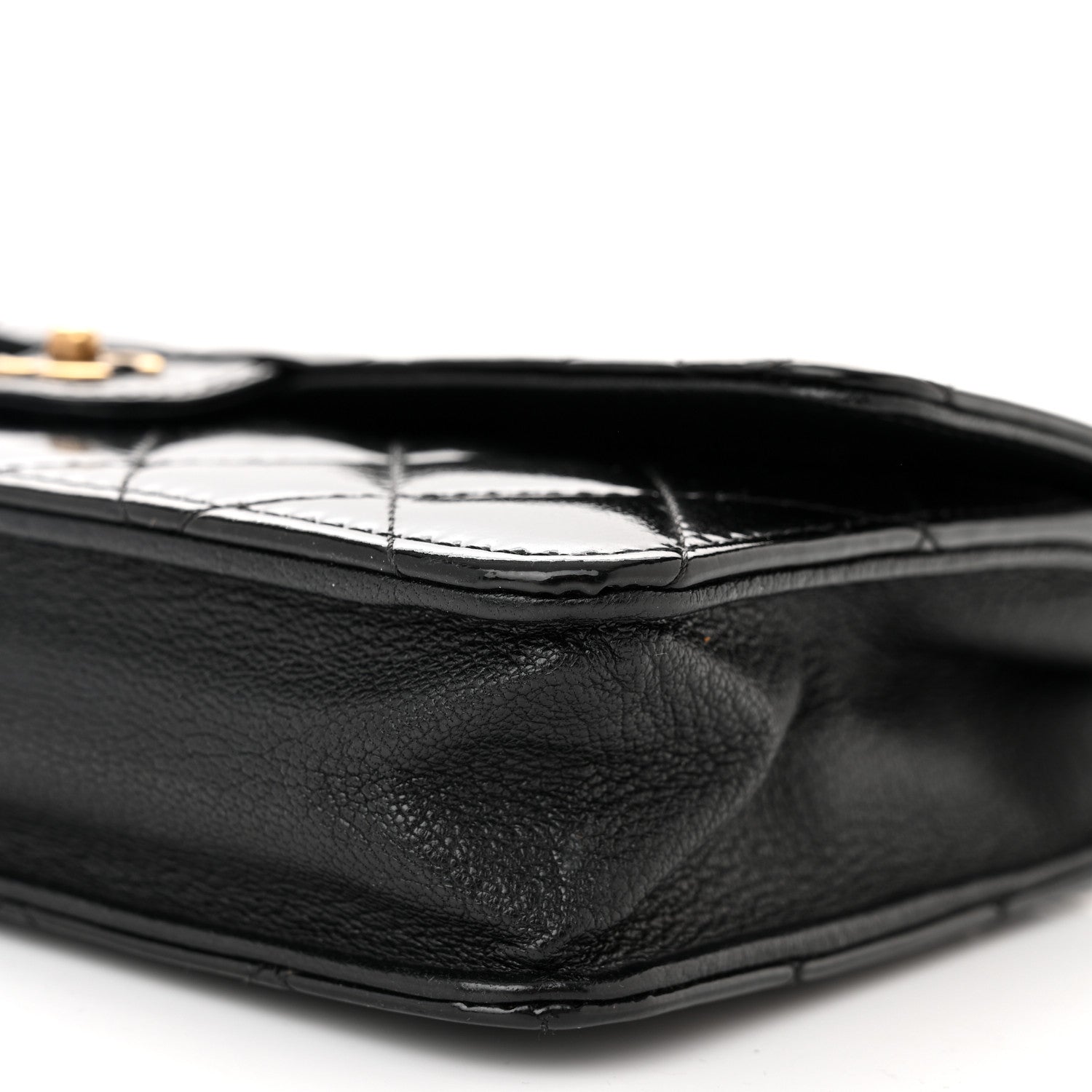 Chanel Patent Goatskin Quilted CC Eyelet Wallet On Chain WOC Black 11 of 11