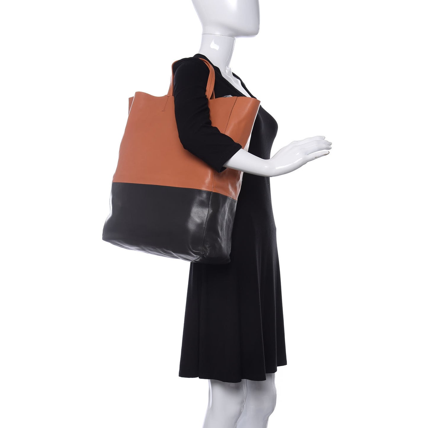 Lambskin Vertical Bi-Cabas Cognac Black