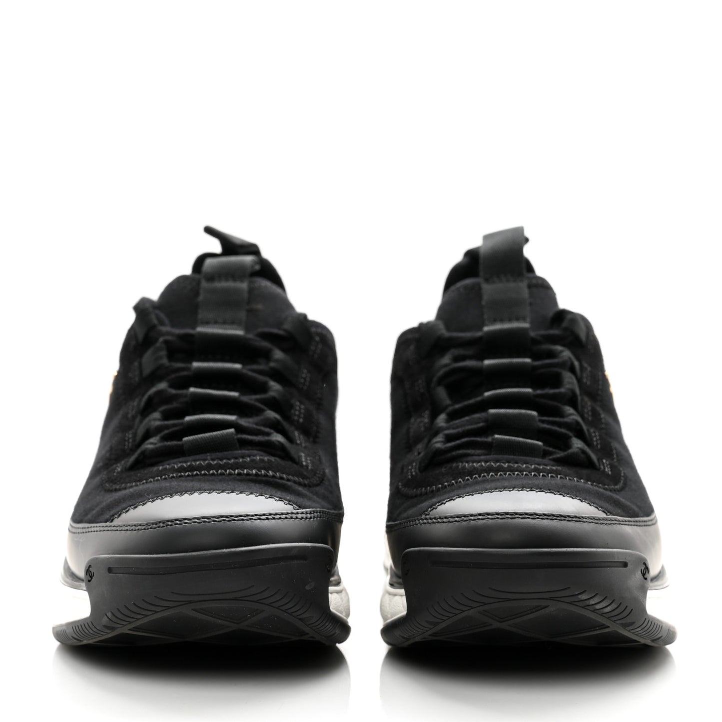 Velvet Calfskin Mixed Fibers CC Sneakers 37 Black