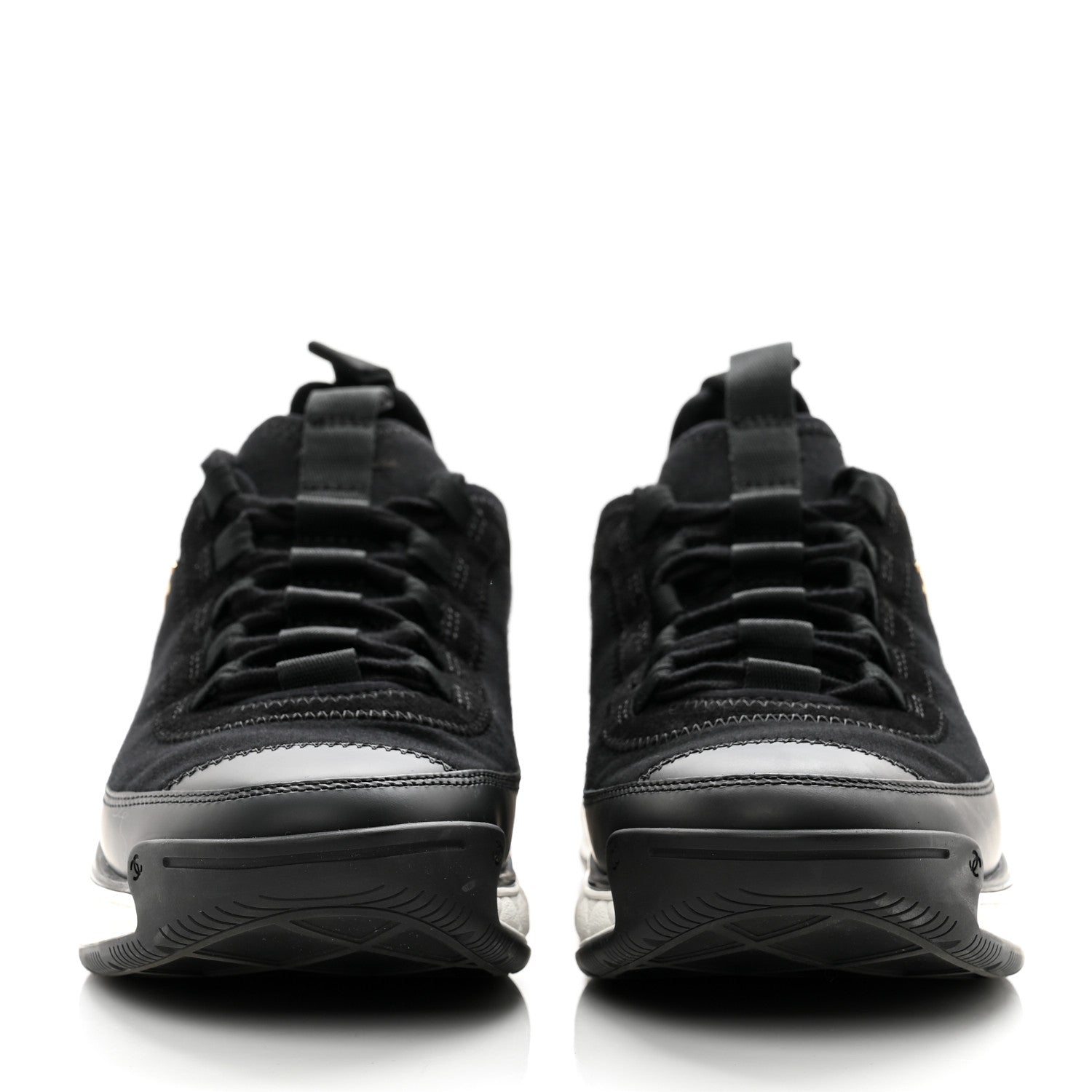 Chanel Velvet Calfskin Mixed Fibers CC Sneakers 37 Black 2 of 9