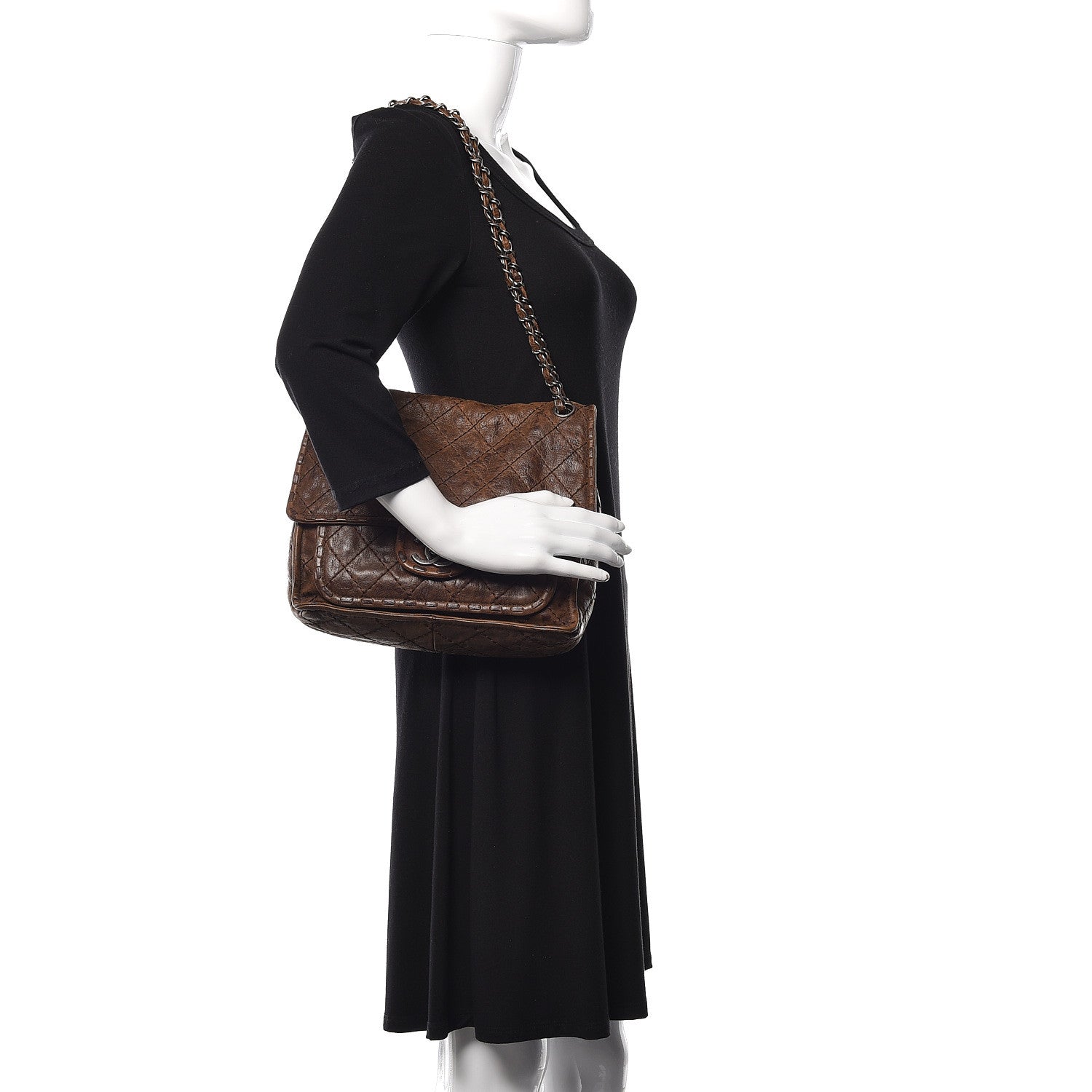 Chanel Aged Crumpled Calfskin Small Vintage Flap Brown 2 of 12