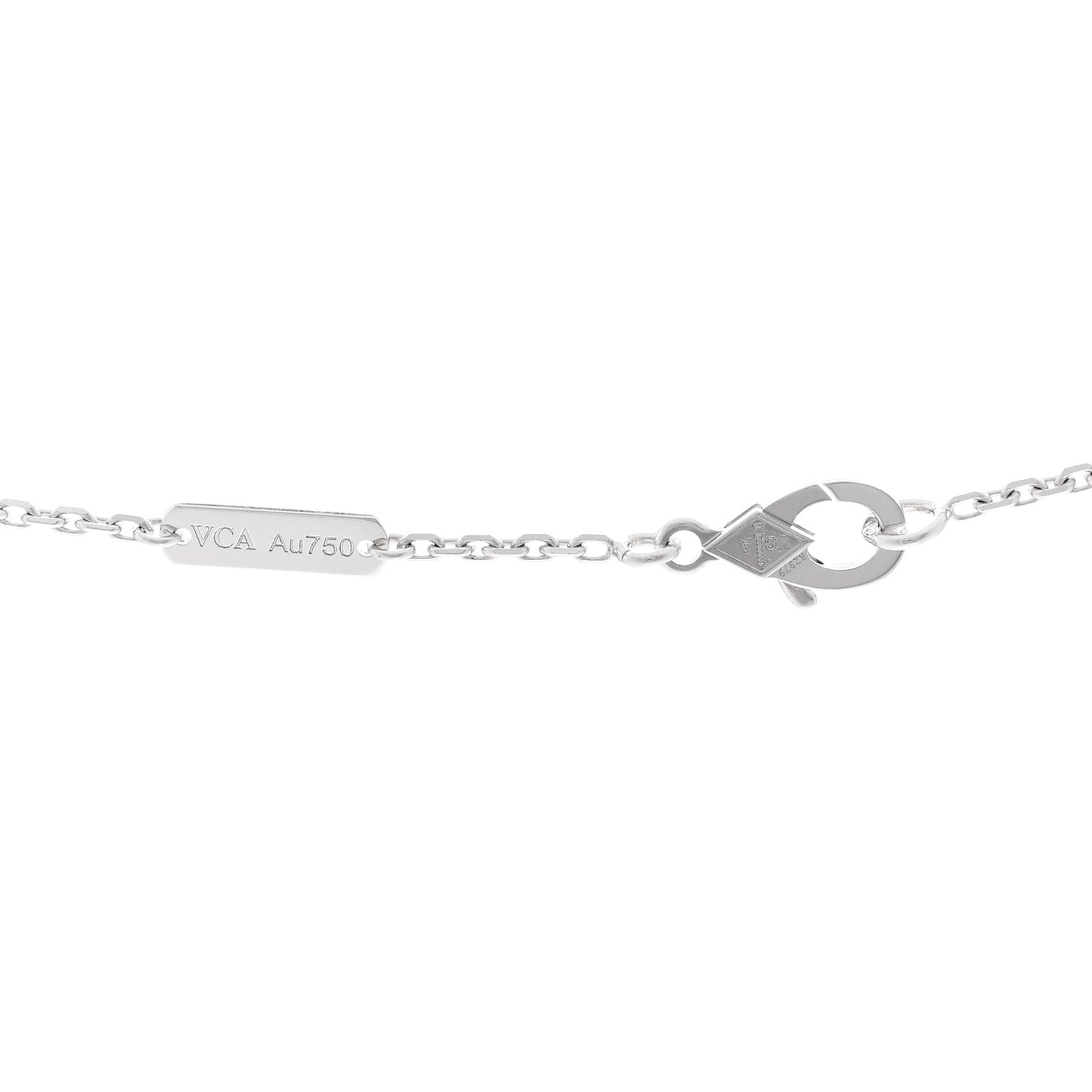 18K White Gold Mother of Pearl Vintage Alhambra Pendant Necklace
