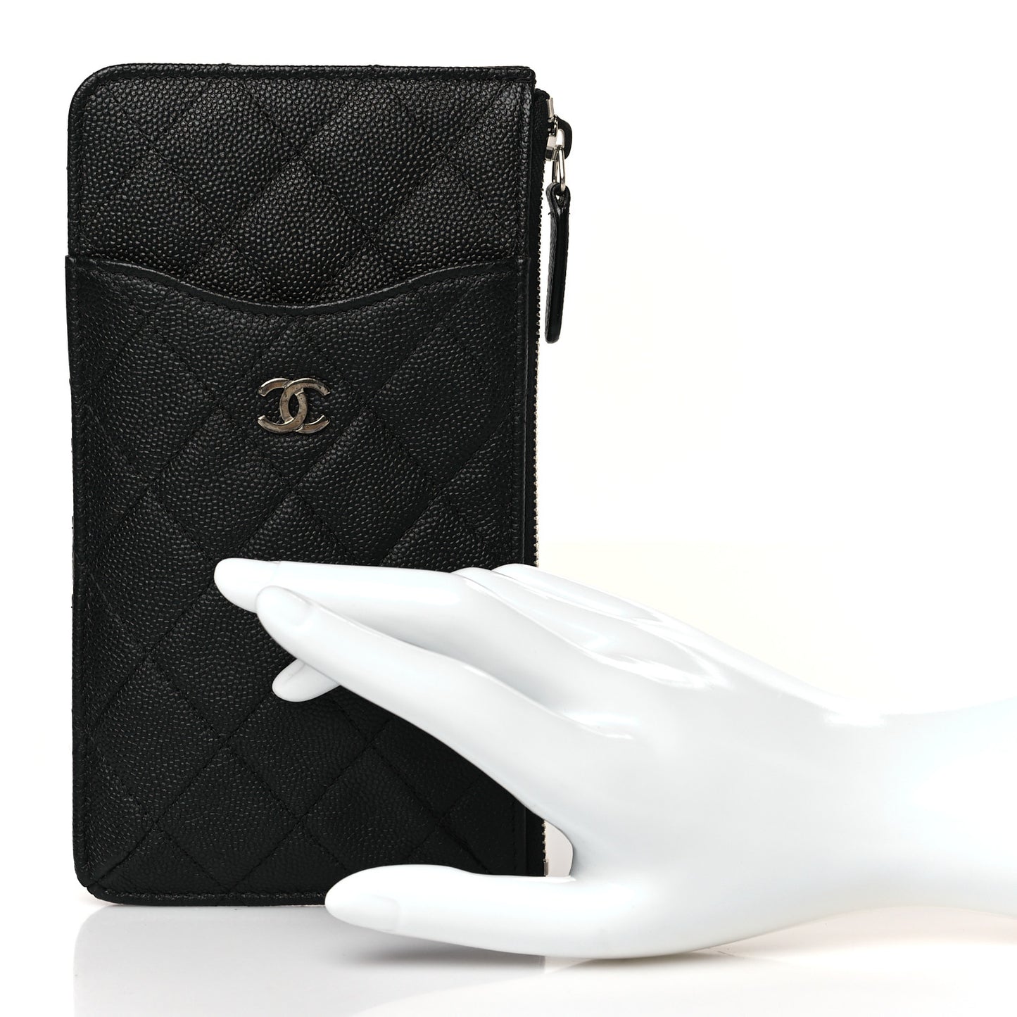 Caviar Quilted Classic Flat Wallet Pouch Black