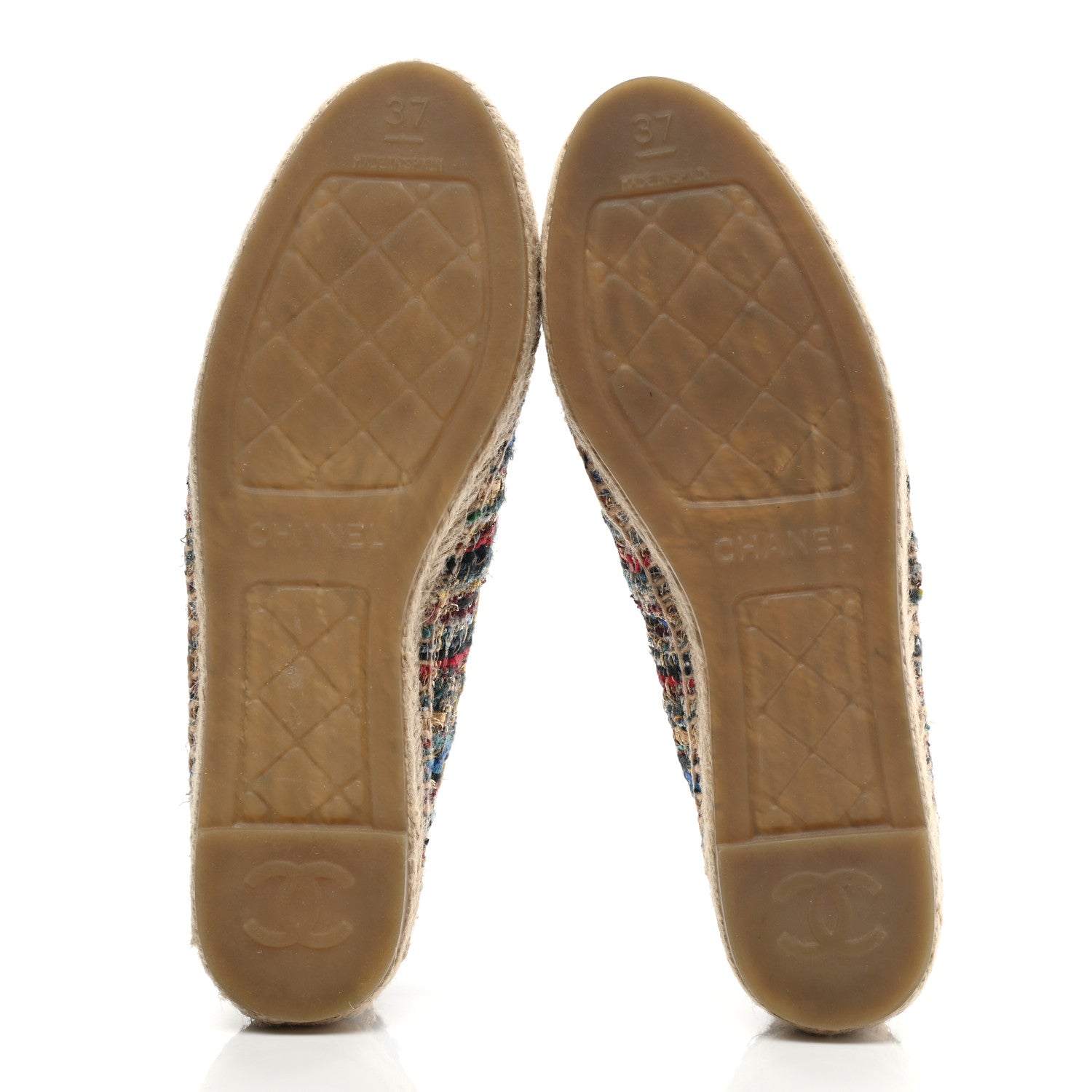 Chanel Tweed Grosgrain CC Espadrilles 37 Multicolor Black 5 of 11