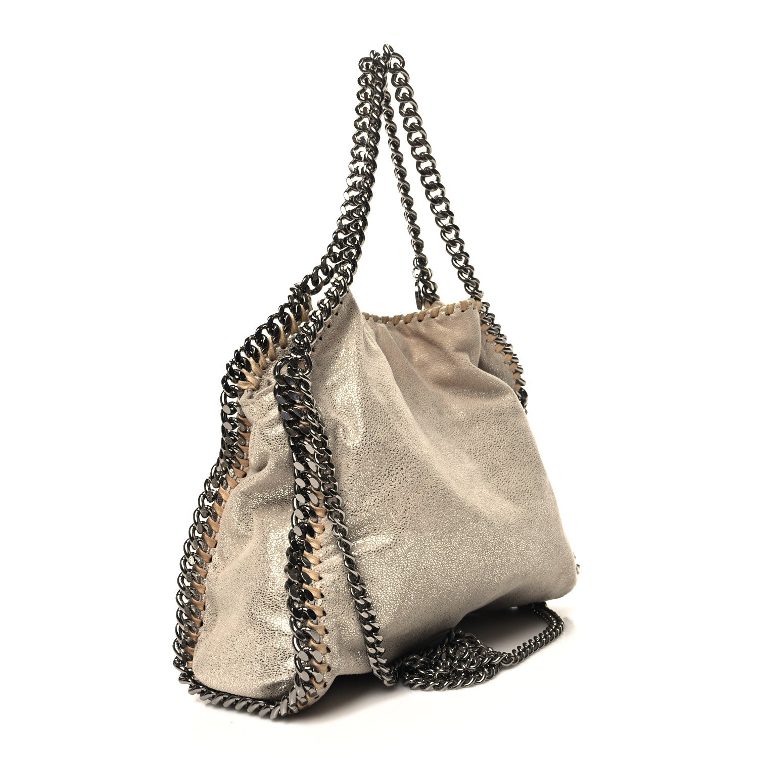 Stella McCartney Metallic Shaggy Deer Mini Falabella Fold Over Tote Gold 3 of 9