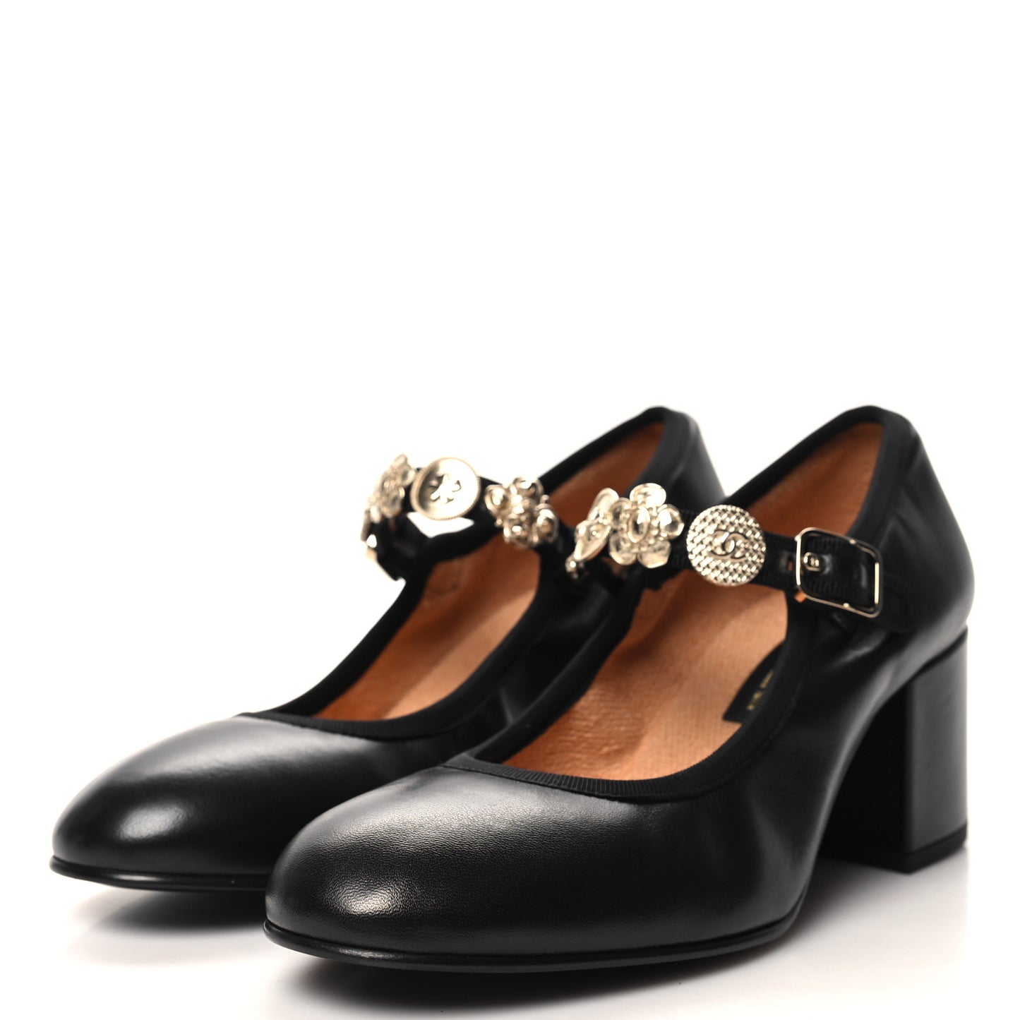 Lambskin Mary Jane Charm Pumps 39 Black