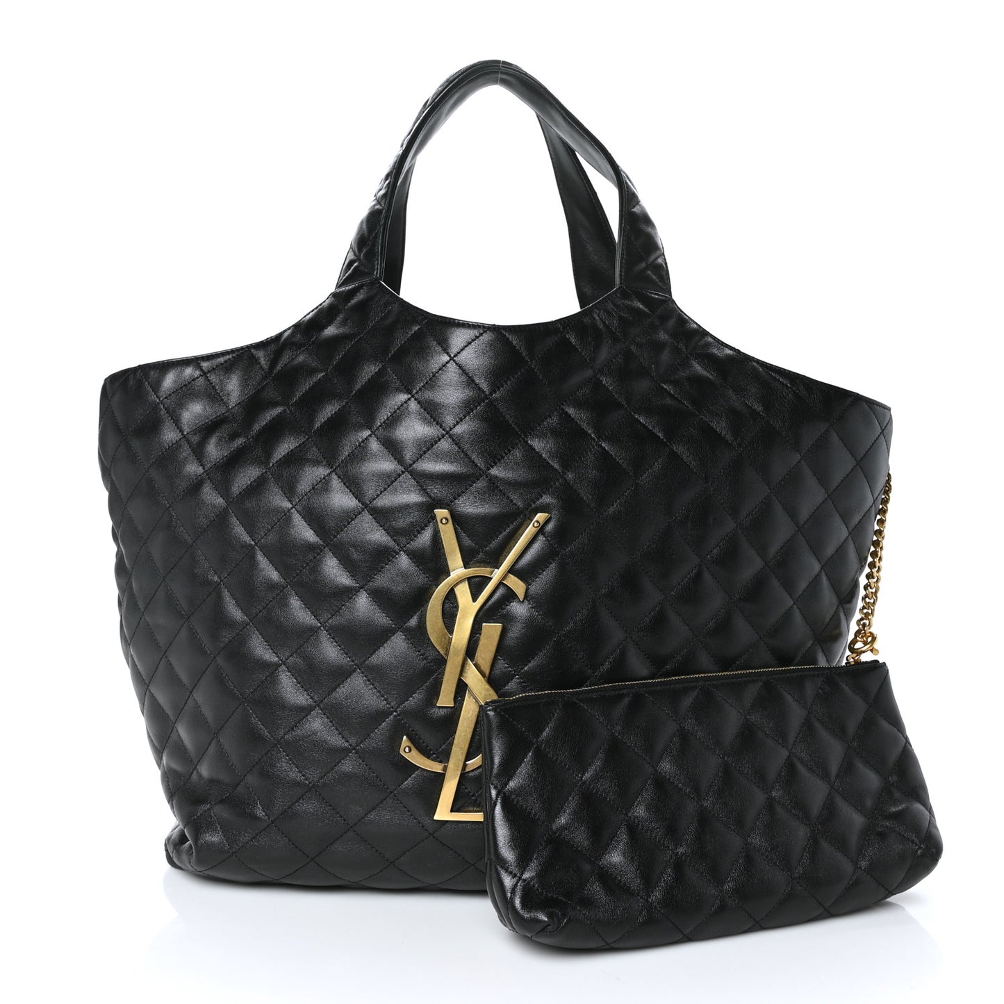 Lambskin Quilted Maxi Icare Shopping Tote Black