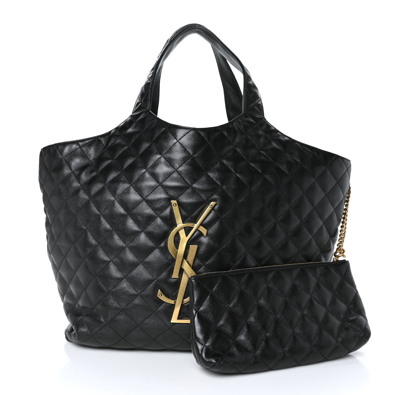 Saint Laurent Lambskin Quilted Maxi Icare Shopping Tote Black 3 of 10