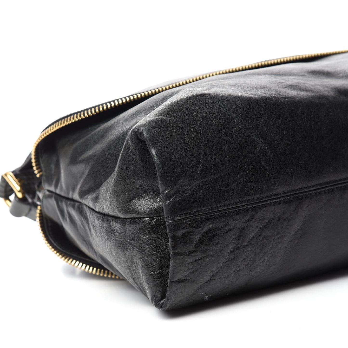 Goatskin Zip It Satchel Black