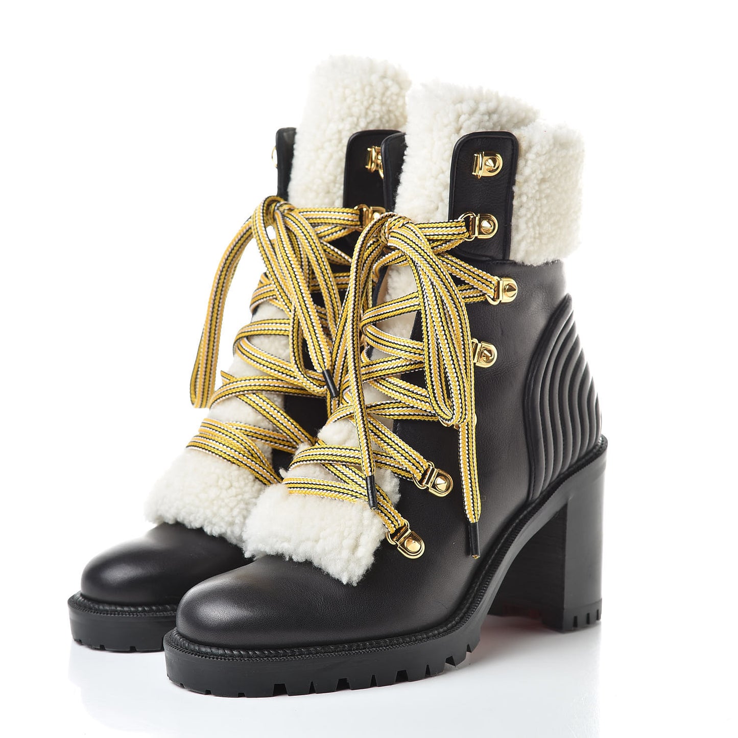 Calfskin Shearling Yetita 70 Hiker Booties 36.5 Black