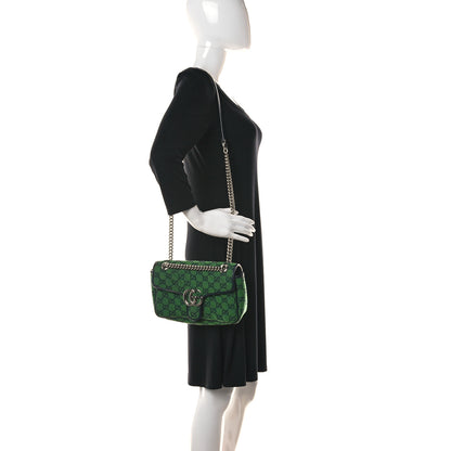 Gucci Monogram Multicolor Matelasse Diagonal Small GG Marmont Shoulder Bag Green Blue 2 of 10