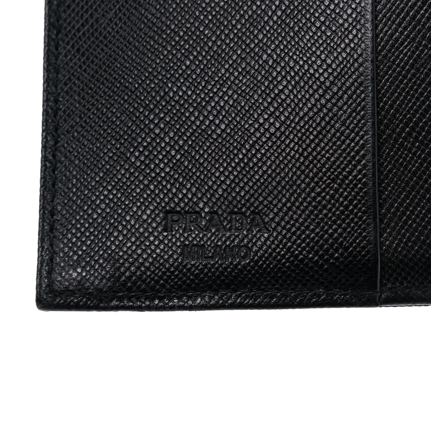 Tessuto Nylon Saffiano Tri-Fold Compact Wallet Black