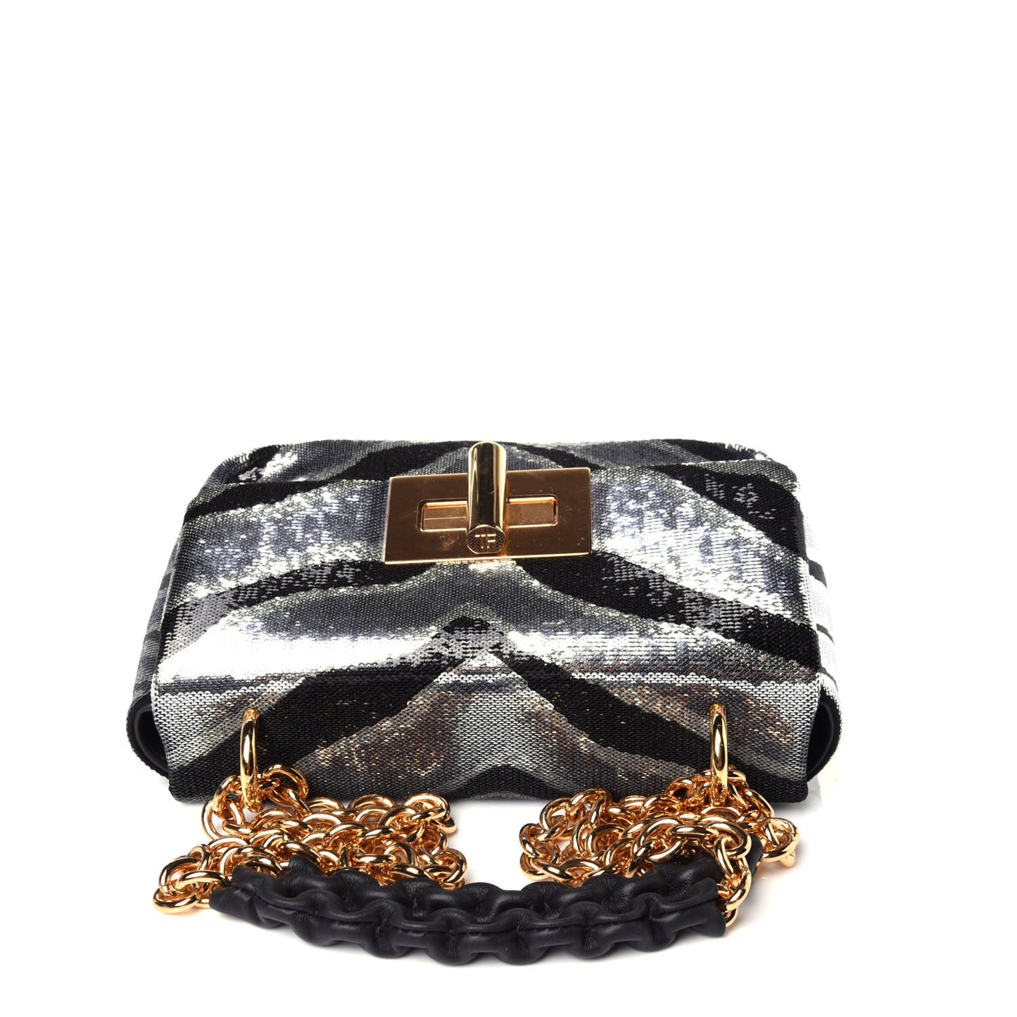 Sequin Zebra Print Natalia Large Bag Black Silver