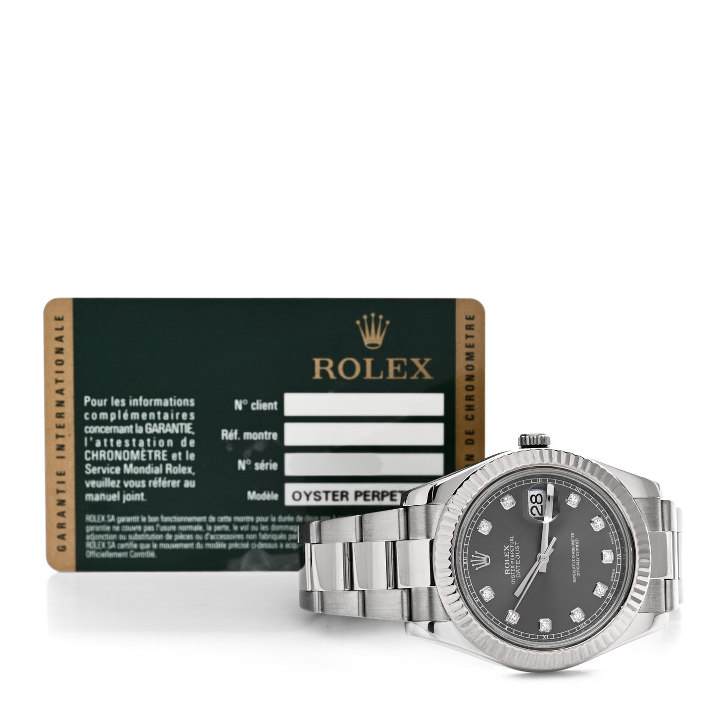 Stainless Steel 18K White Gold Diamond 41mm Oyster Perpetual Datejust Watch Dark Rhodium 126334