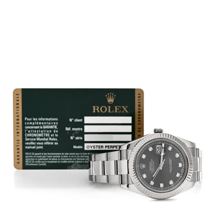 Rolex Stainless Steel 18K White Gold Diamond 41mm Oyster Perpetual Datejust Watch Dark Rhodium 126334 5 of 5