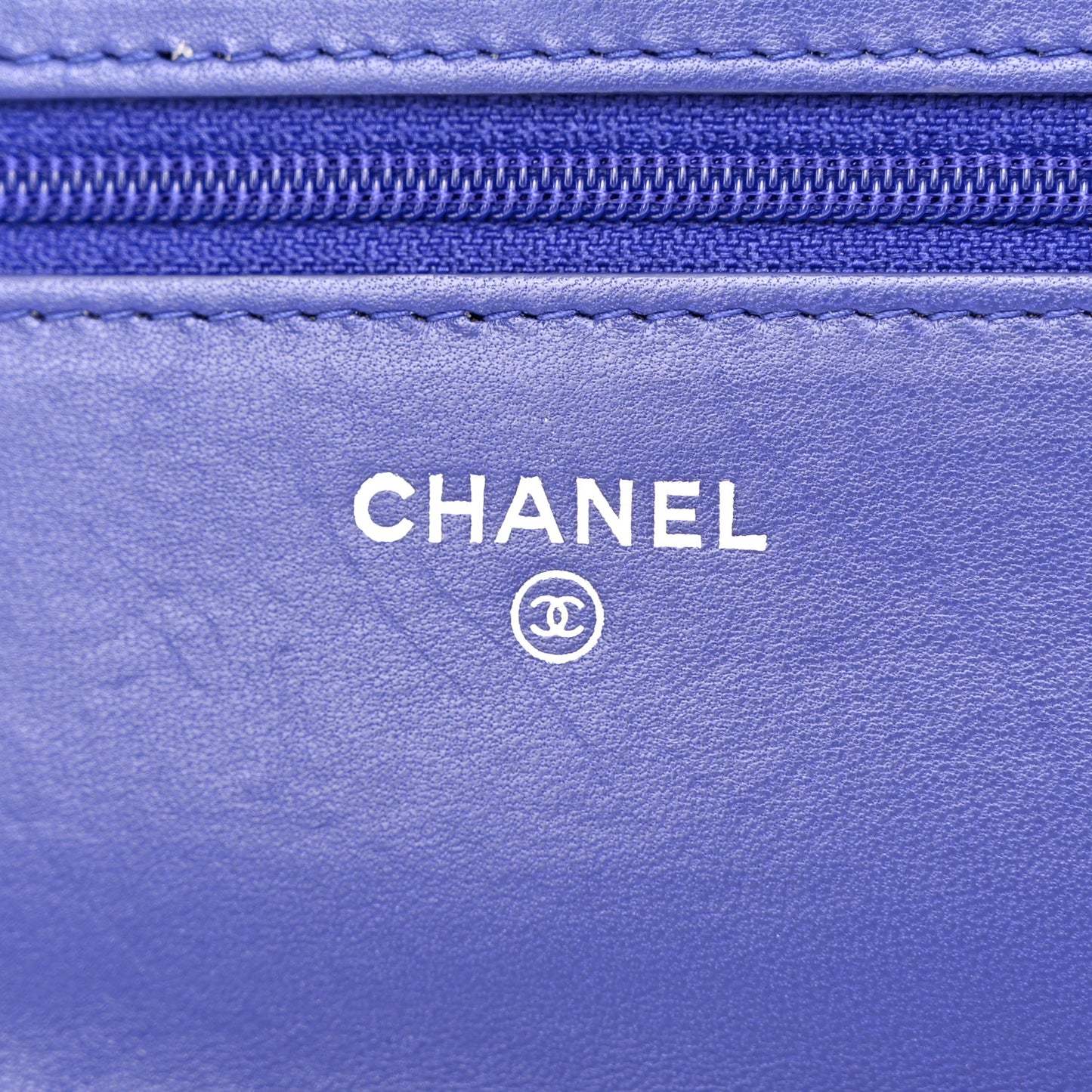 Lambskin Quilted Wallet On Chain WOC Blue Blue