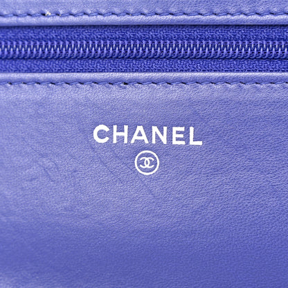 Chanel Lambskin Quilted Wallet On Chain WOC Blue Blue 7 of 12
