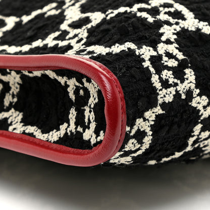 Gucci Tweed GG Monogram Large Rajah Chain Tote Romantic Cherry Black White 10 of 12