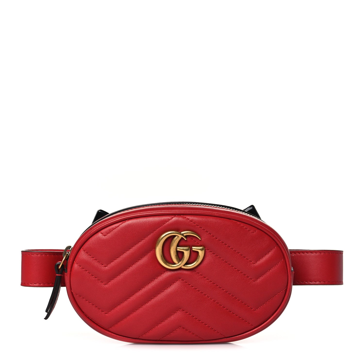 Gucci Calfskin Matelasse GG Marmont Belt Bag 75 30 Hibiscus Red 1 of 9