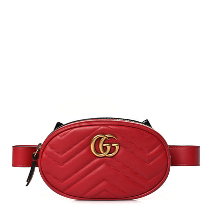 Gucci Calfskin Matelasse GG Marmont Belt Bag 75 30 Hibiscus Red 1 of 9