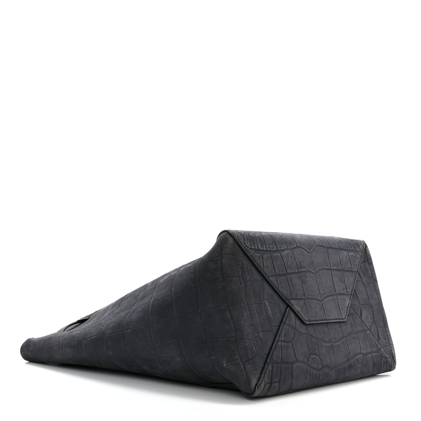 Crocodile Embossed Nubuck Small Belt Cabas Phantom Navy Blue