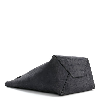 Celine Crocodile Embossed Nubuck Small Belt Cabas Phantom Navy Blue 4 of 12