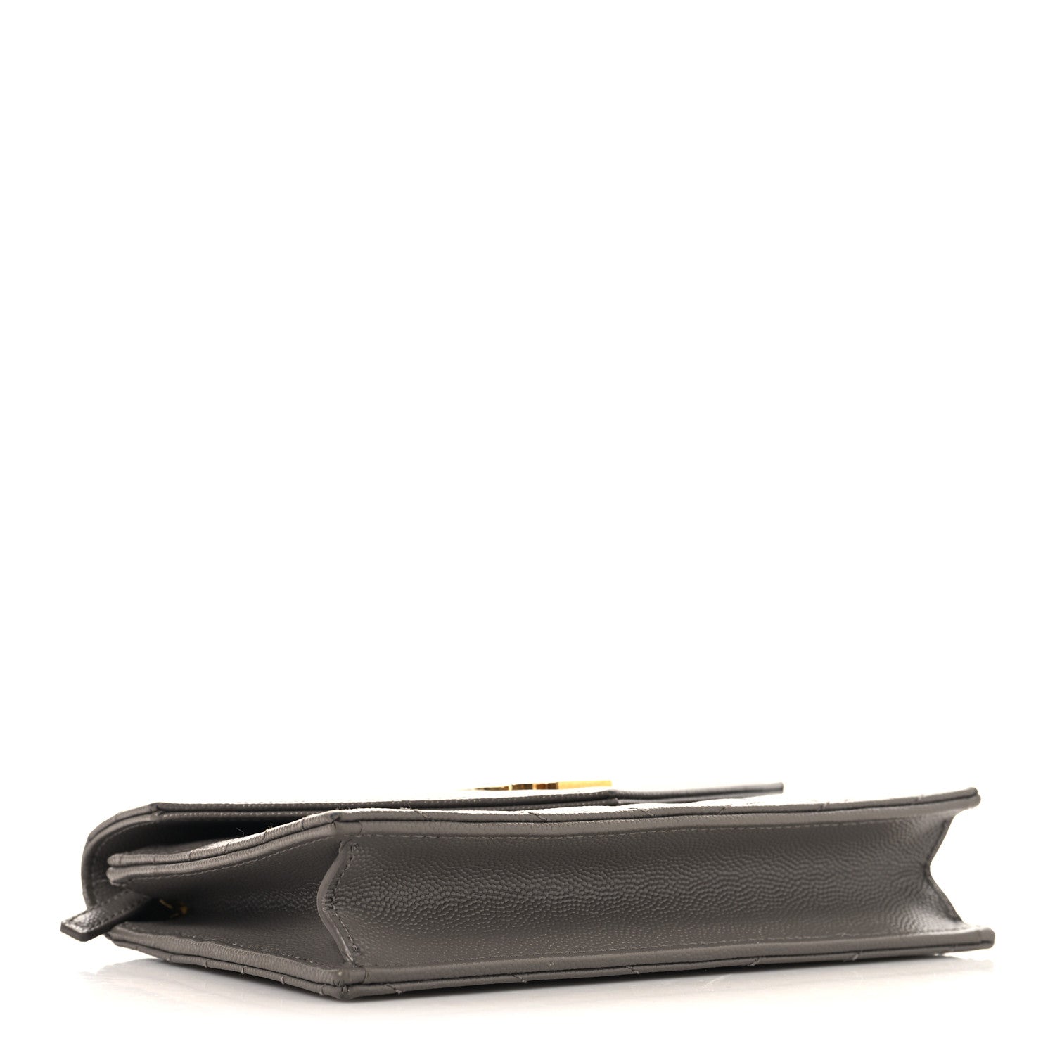 Saint Laurent Grain De Poudre Matelasse Chevron Monogram Envelope Chain Wallet Fog 4 of 11