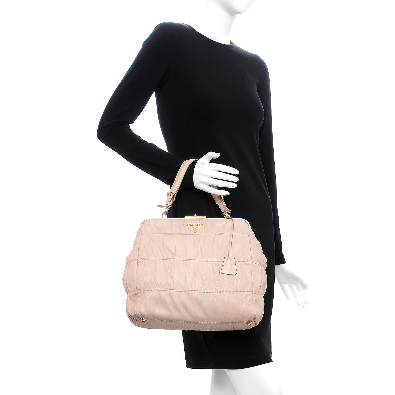 Prada Nappa Dressy Gaufre Framed Tote Cipria 2 of 24