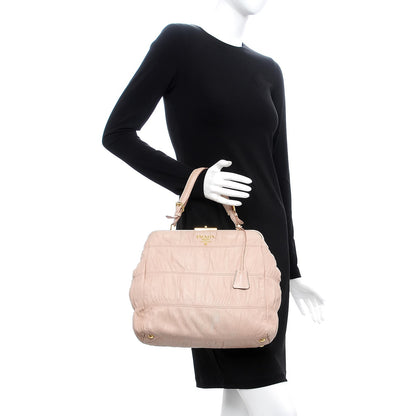 Prada Nappa Dressy Gaufre Framed Tote Cipria 2 of 24