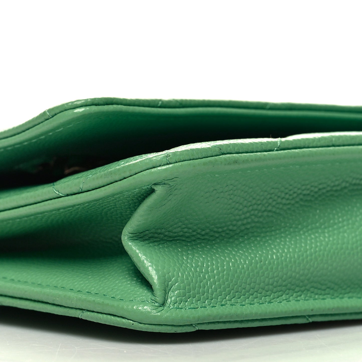 Caviar Quilted Wallet on Chain WOC Light Green