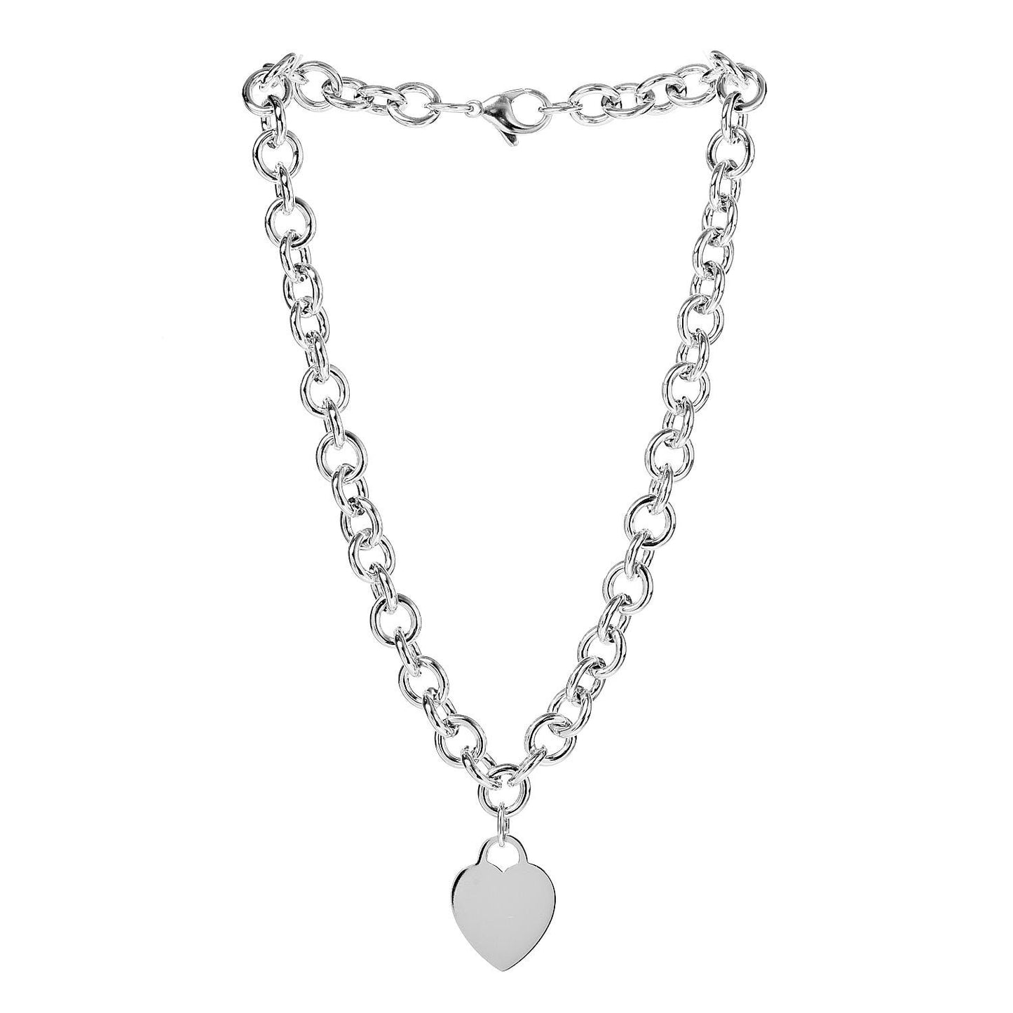 Sterling Silver Heart Tag Necklace