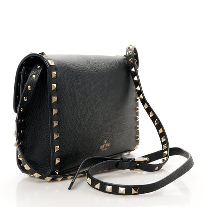 Valentino Garavani Pebbled Calfskin Medium Rockstud Flip Lock Crossbody Bag Black 2 of 10