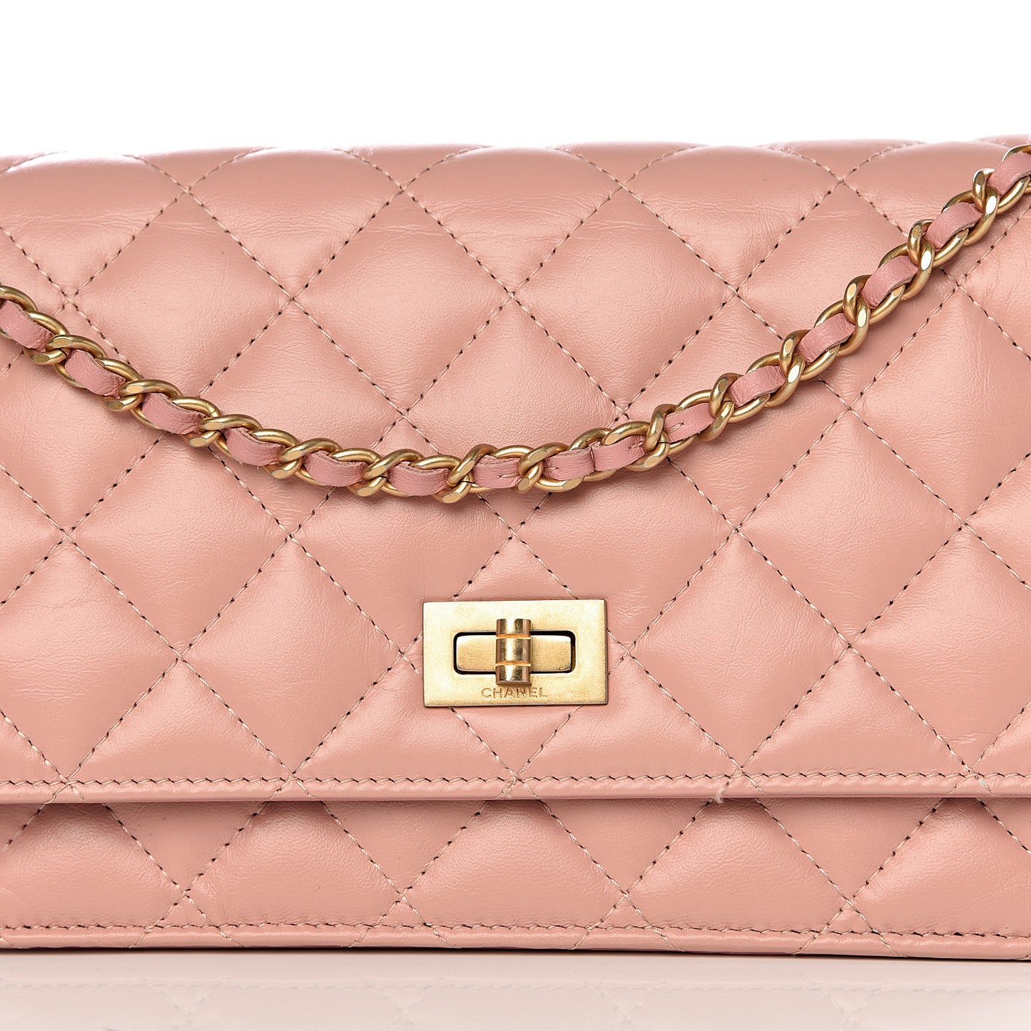 Calfskin Quilted Reissue Wallet On Chain WOC Pink