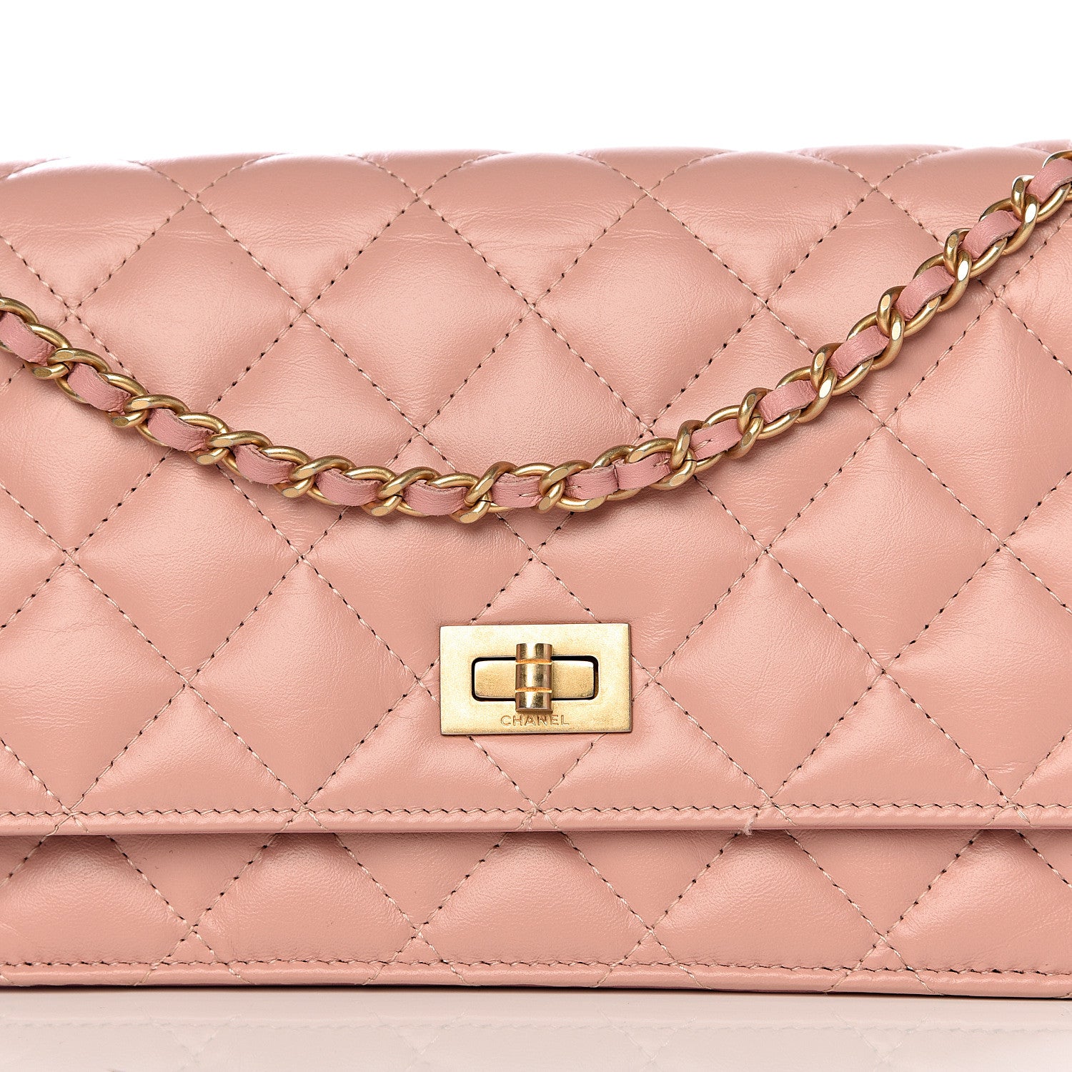 Chanel Calfskin Quilted Reissue Wallet On Chain WOC Pink 11 of 12
