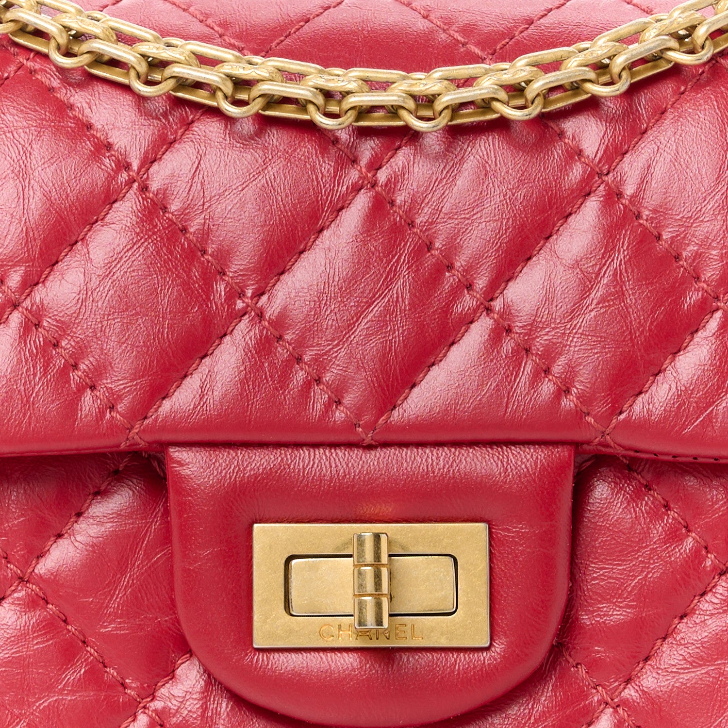Chanel Aged Calfskin Quilted 2.55 Reissue Mini Flap Red 8 of 12