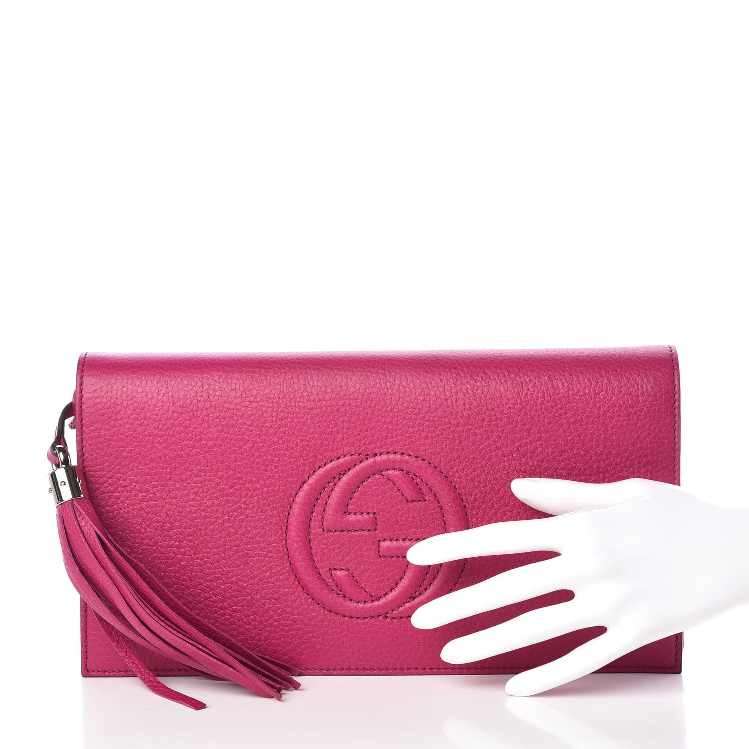 Gucci Pebbled Calfskin Medium Soho Clutch Fuchsia 2 of 7