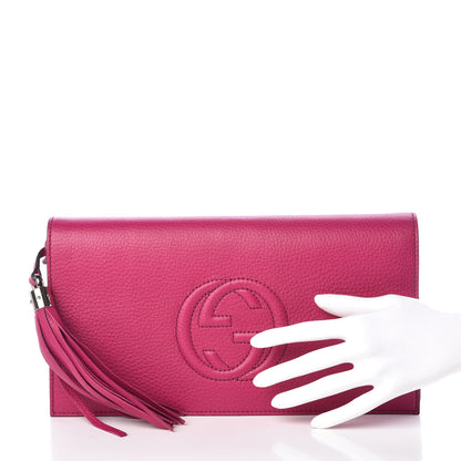 Gucci Pebbled Calfskin Medium Soho Clutch Fuchsia 2 of 7