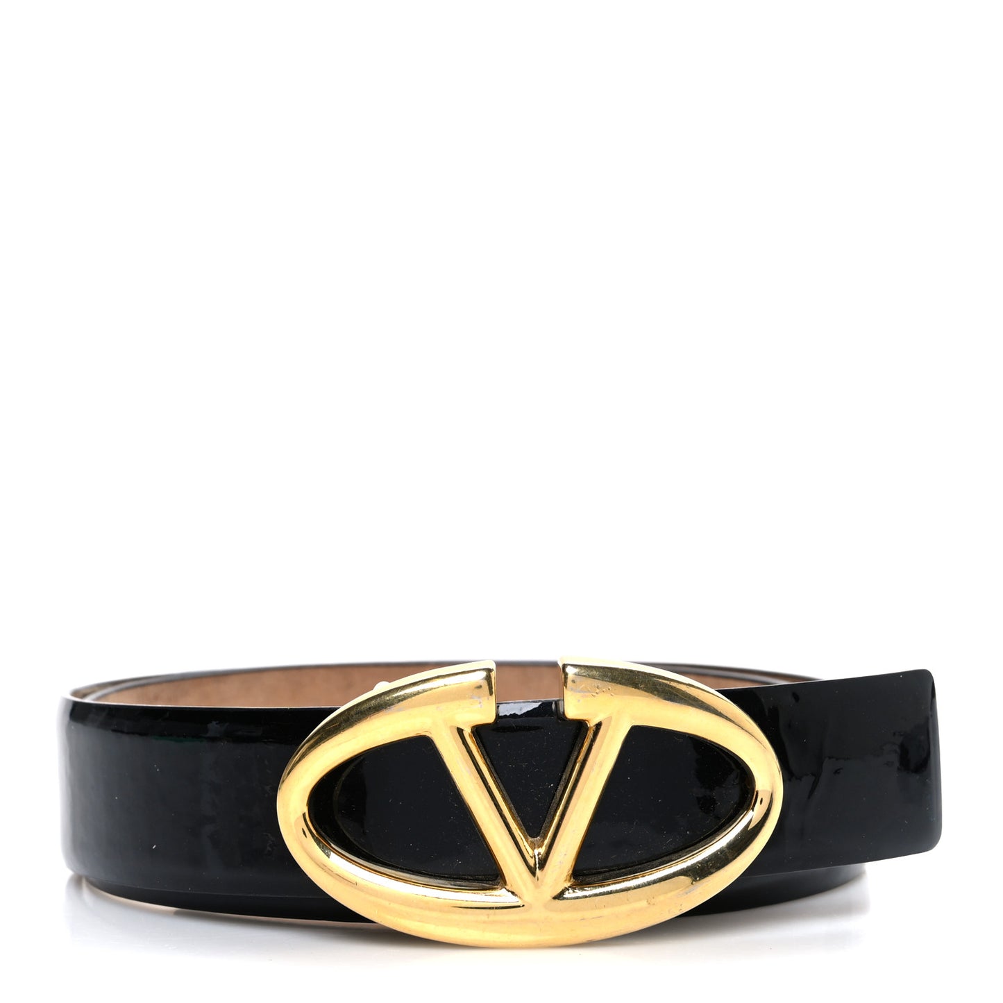 Glossy Calfskin VLogo Belt 80 32 Black
