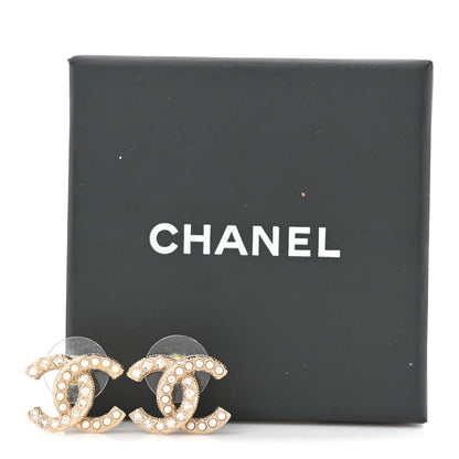 Chanel Pearl Crystal CC Earrings Gold 5 of 5