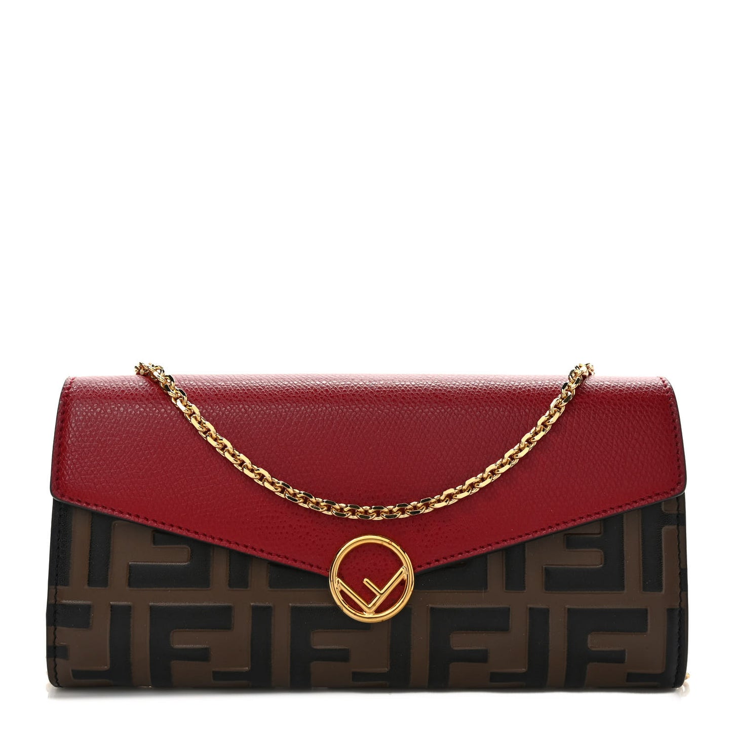 Vitello Cruise F is Fendi Bi-Color FF 1974 Embossed Continental Envelope Wallet On Chain Maya Black Fragola
