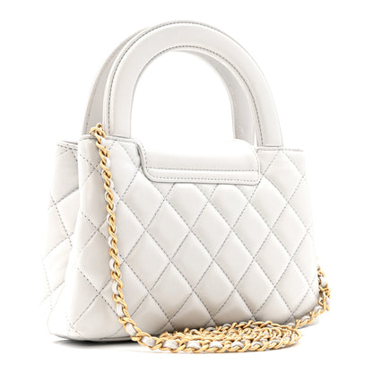 Chanel Shiny Aged Calfskin Quilted Nano Kelly Shopper Light Grey 3 of 11