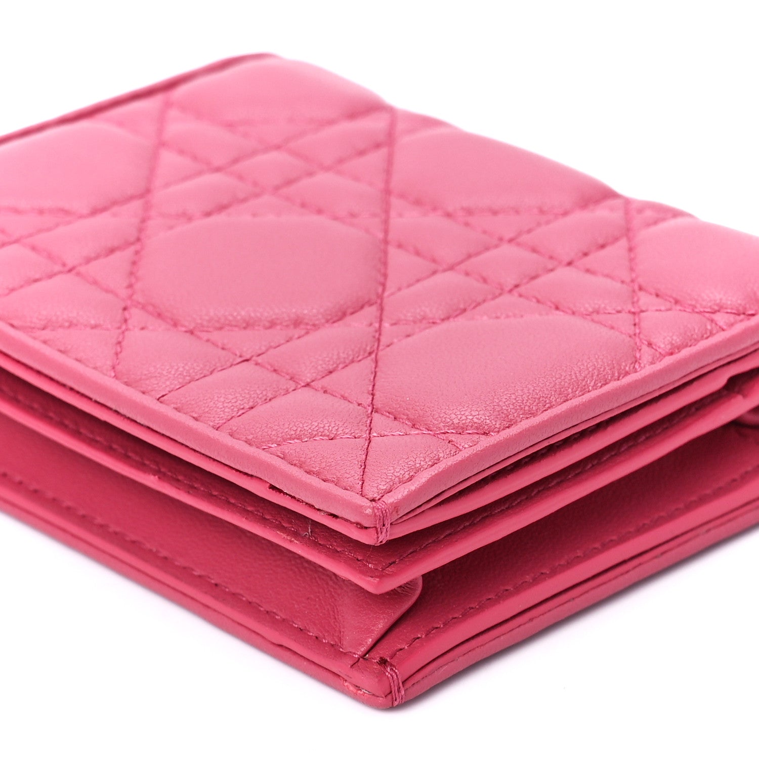 Christian Dior Lambskin Cannage Mini Lady Dior Wallet Pink 12 of 13