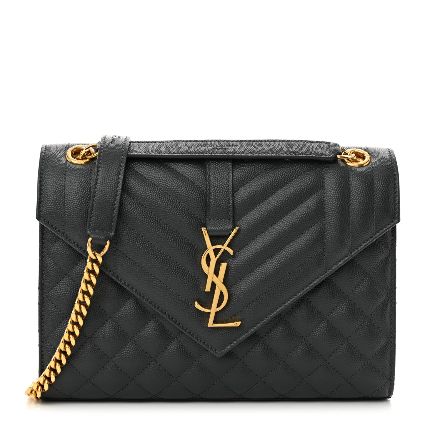 Grain De Poudre Textured Mixed Matelasse Medium Triquilt Monogram Satchel Fog