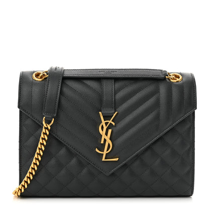 Saint Laurent Grain De Poudre Textured Mixed Matelasse Medium Triquilt Monogram Satchel Fog 1 of 10