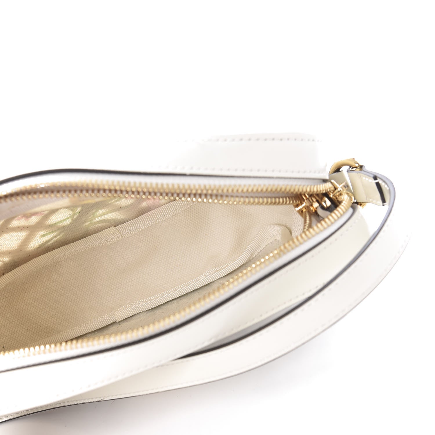 Gucci Canvas Calfskin Flora Infinity Cutout Shoulder Bag White Multicolor 5 of 12