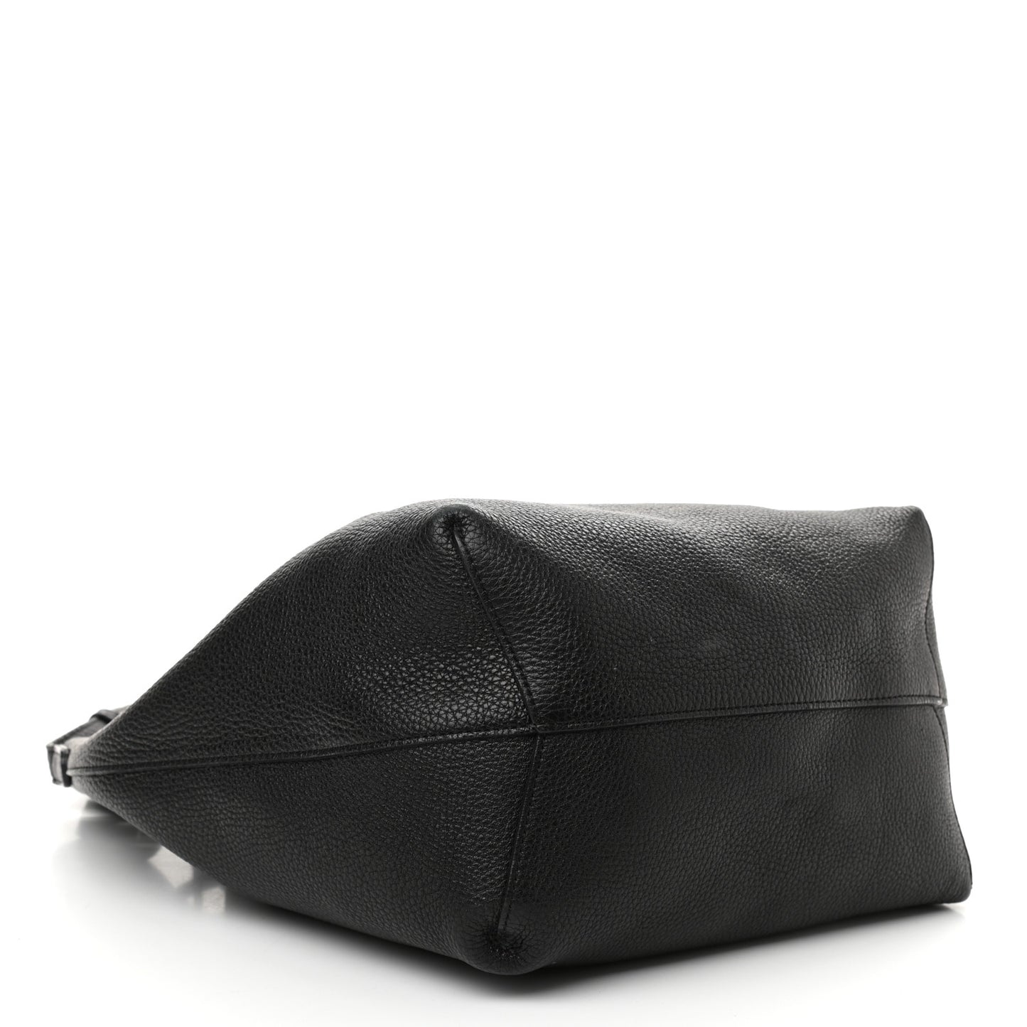 Tumbled Calfskin Bucket Bag Black