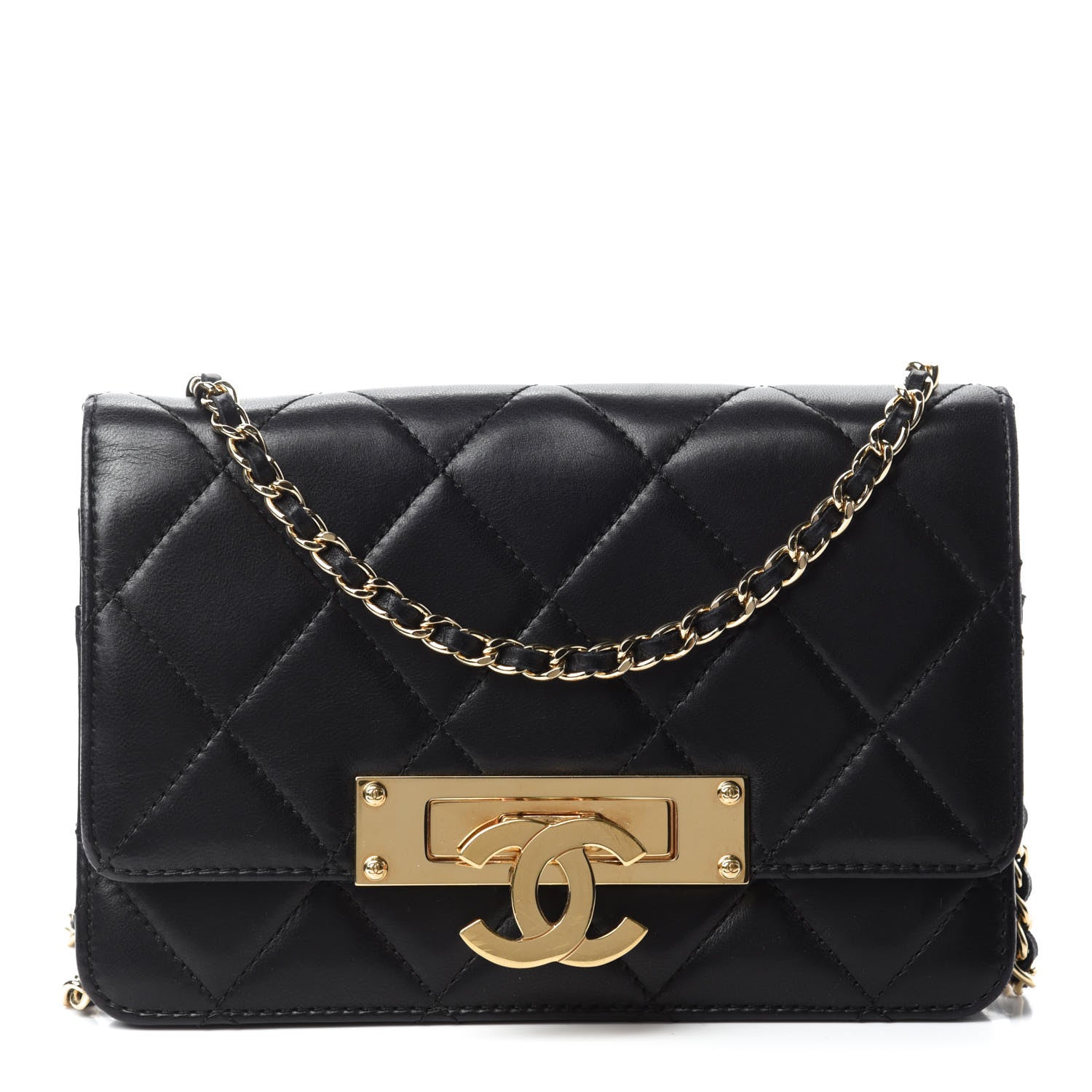 Chanel Lambskin Quilted Golden Class Wallet on Chain WOC Black 1 of 13