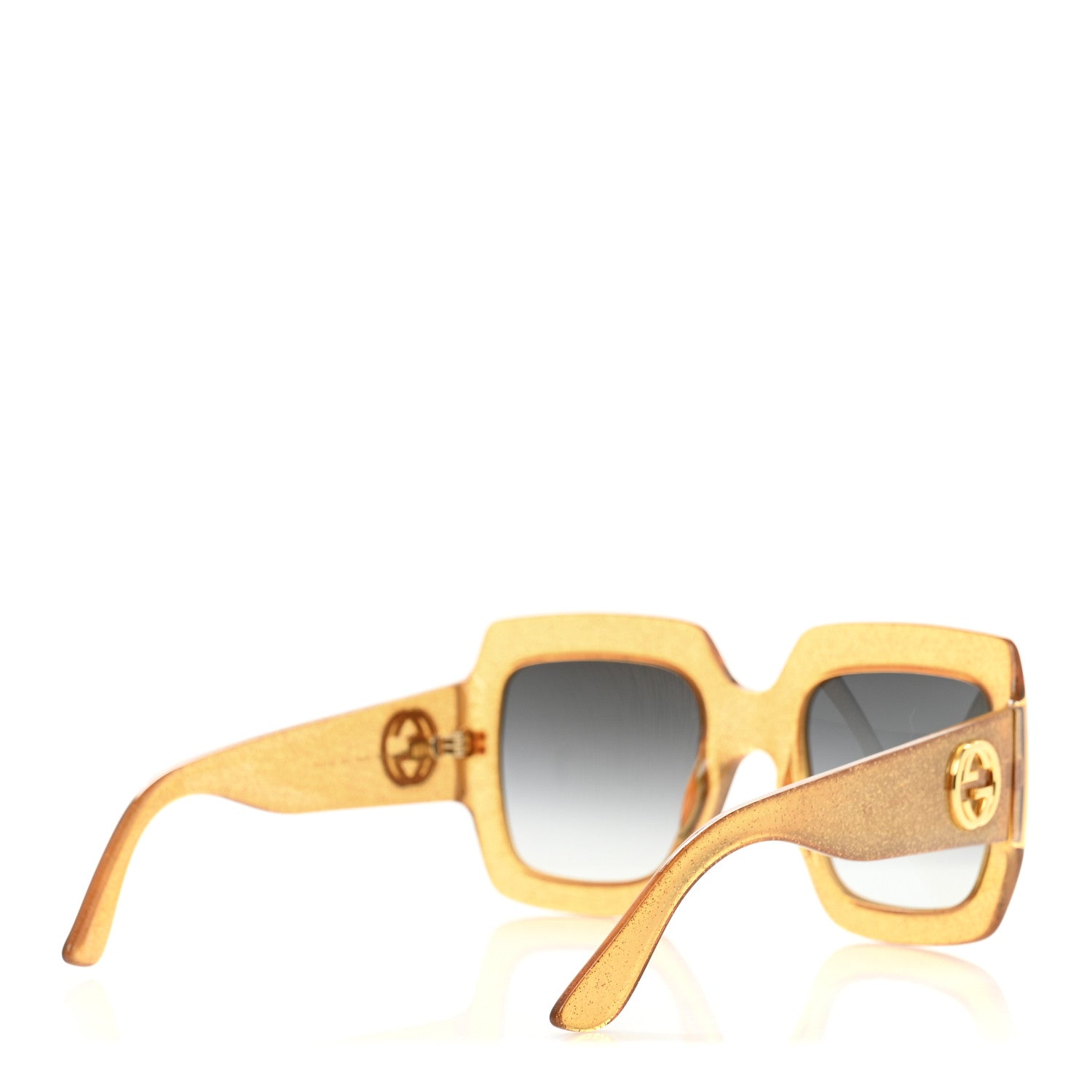 Gucci Acetate Square Frame Sunglasses GG0053S Glitter Gold 4 of 8
