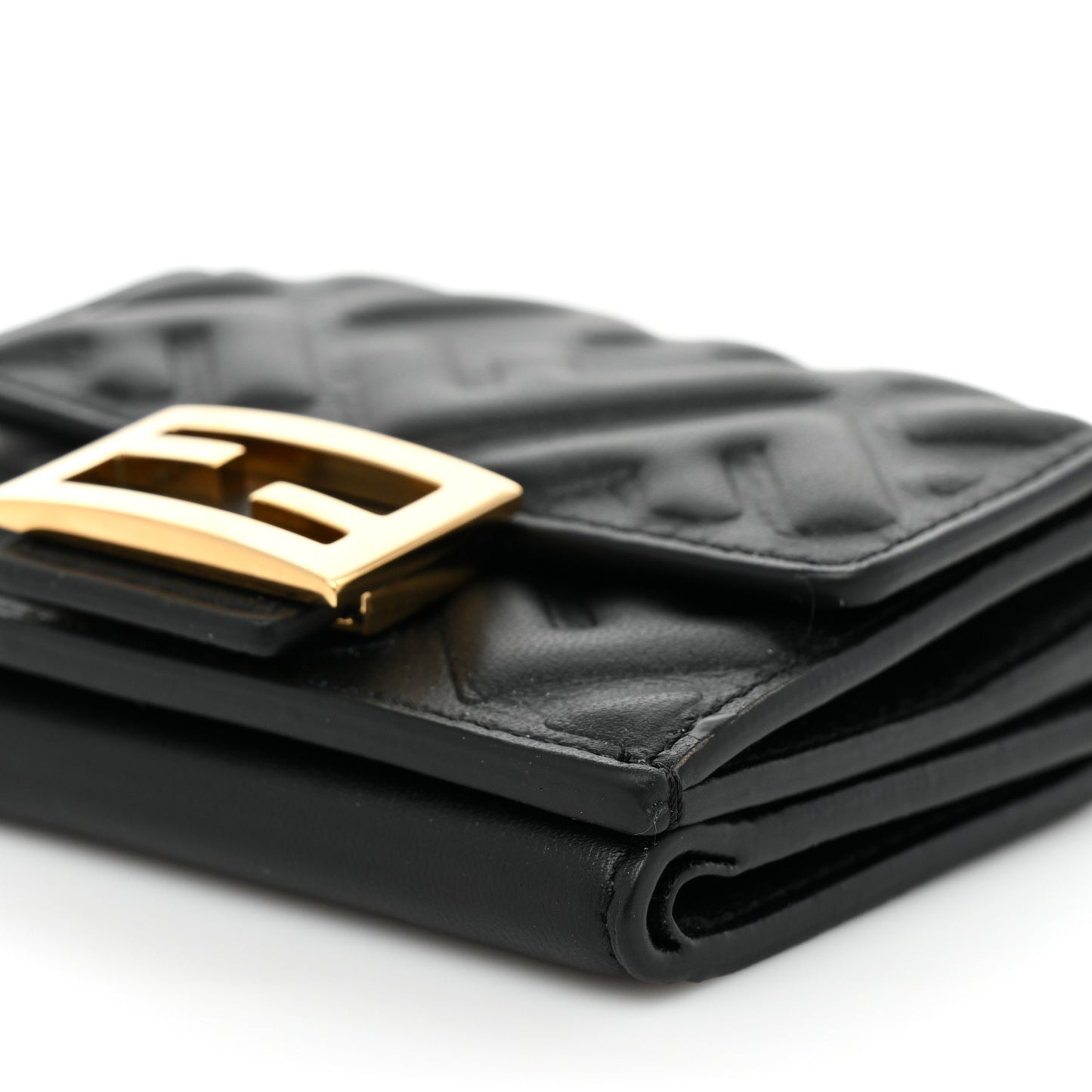 Nappa Matisse FF Diagonal Embossed Micro Tri-Fold Wallet Black