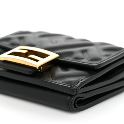 Fendi Nappa Matisse FF Diagonal Embossed Micro Tri-Fold Wallet Black 9 of 10